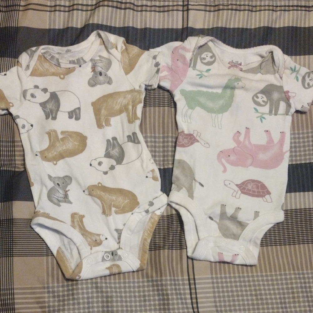 Carter's White and Brown Animal Print Bodysuits​